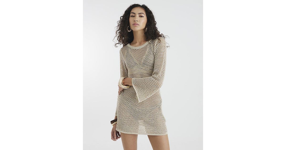 metallic knit beach dress Metallic Knit Halter Mini Dress