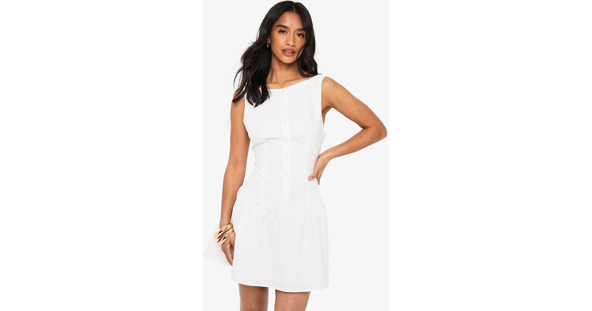 drop waist shift dress petite boohoo Women's Petite Drop Waist Shift Mini Dress