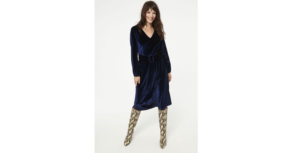 Sosandar Midnight Blue Velvet Dress Lyst UK