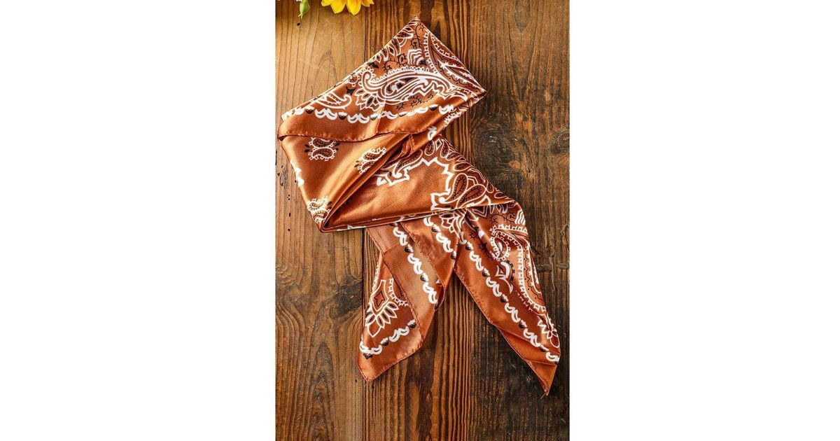 Azura Exchange Fashion Satin Cashew/Paisley Flower Prints Square Scarf