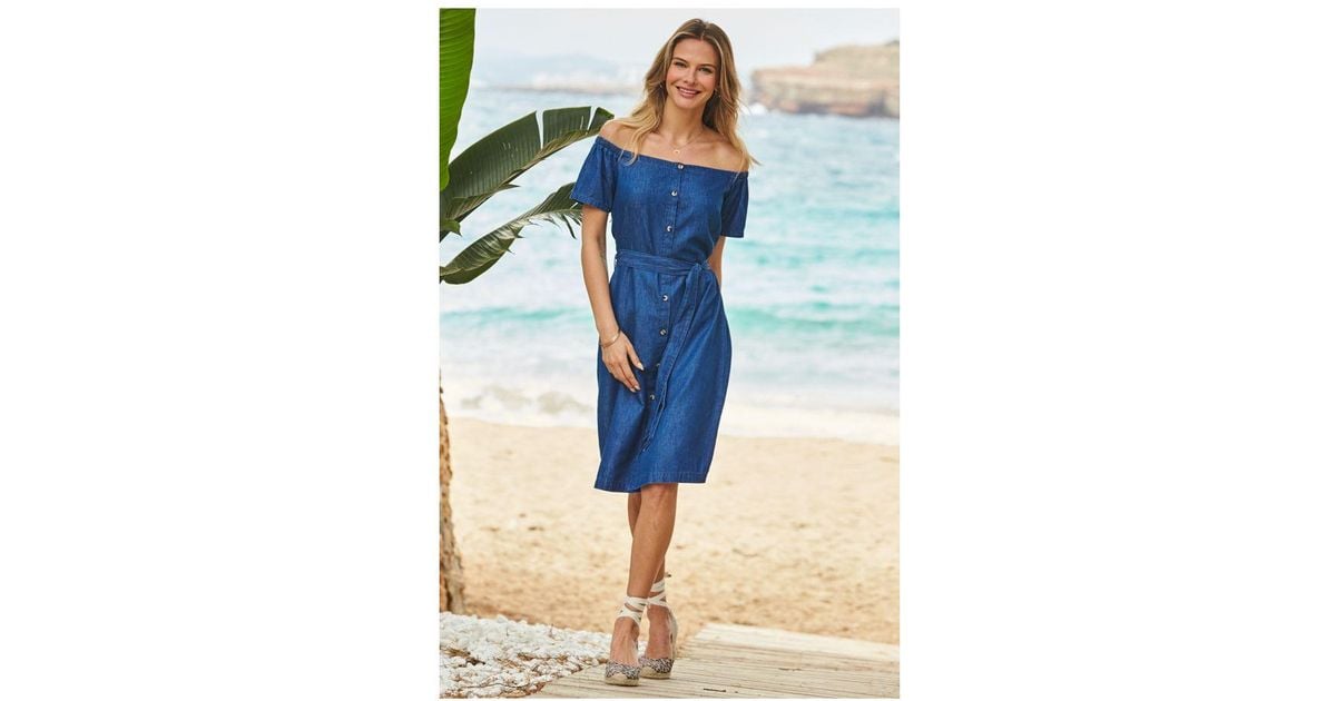 Bardot Denim Dress Women Size 6 Daria Vintage Blue Knee Length NWT $119.99  | eBay