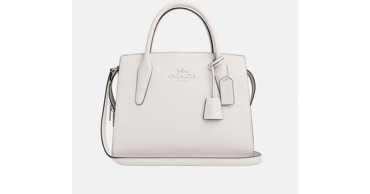 COACH White Smooth Leather Andrea Large Carryall With Tonal Hardware Bag