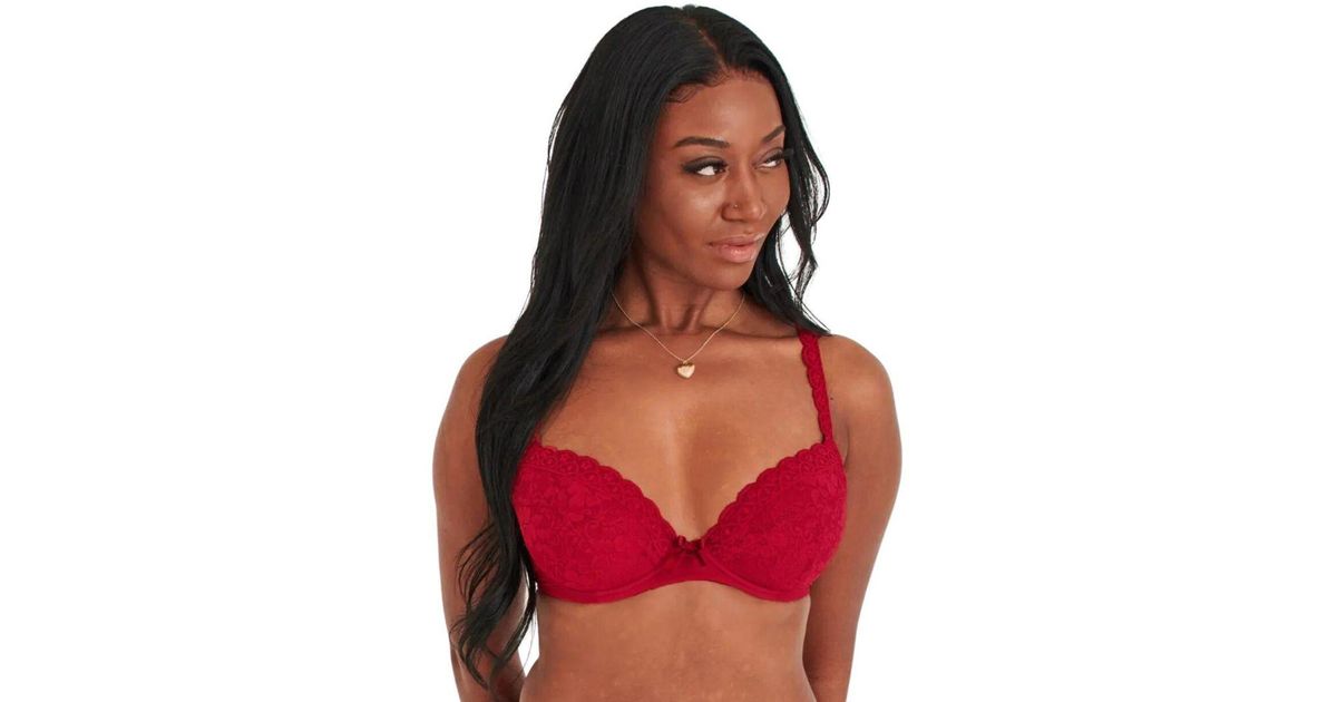 Pour Moi Red Plunge Rebel Padded Plunge Bra
