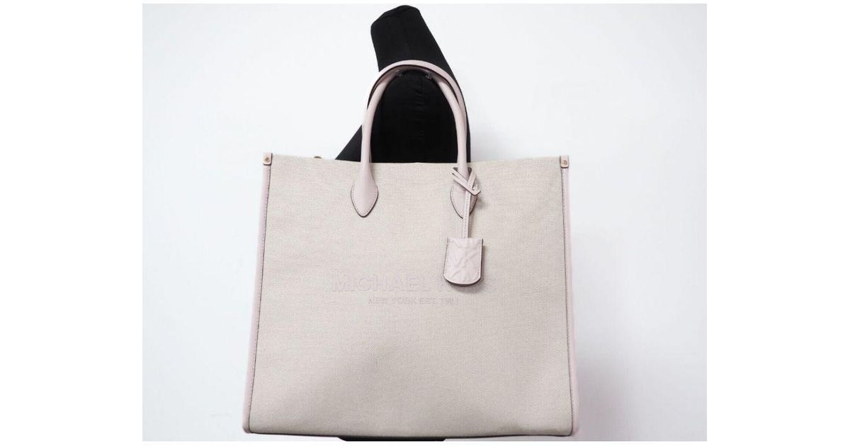 Michael Kors Mirella Large Powder Blush Canvas North South Tote Handbag
