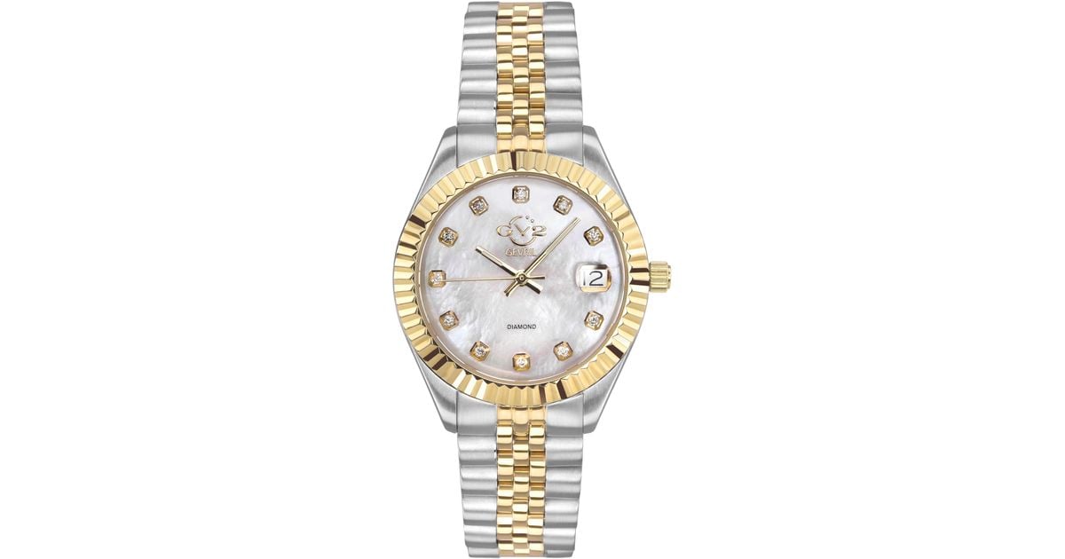 Gv2 By Gevril 12404 Naples Swiss Quartz Two Tone Diamond  display picture 1