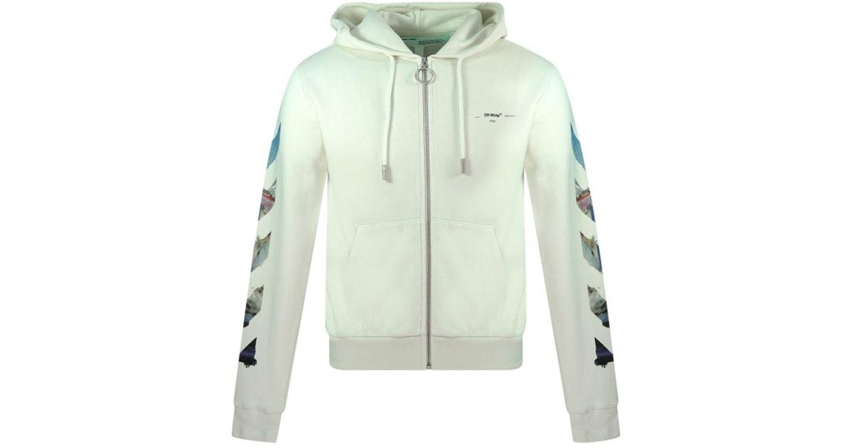 Off white top zip tie hoodie