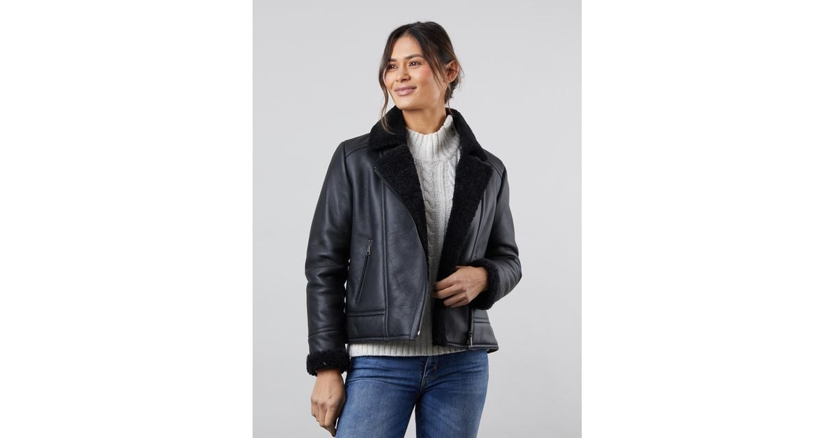Lakeland Leather Lindeth Sheepskin Aviator Jacket in Blue Lyst UK