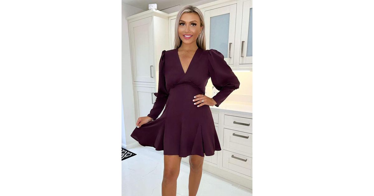 strapless open back dress Pasilla Port Velvet Plunge-Neck Feather Trim Mini Dress – Club L London