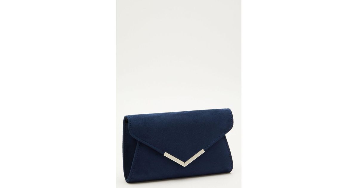 Quiz Navy Faux Suede Envelope Bag in Blue Lyst UK