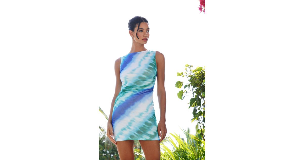 blue ombre bodycon dress Stand Out In Chic Lace-Up Ombre Mini Dress main image 1