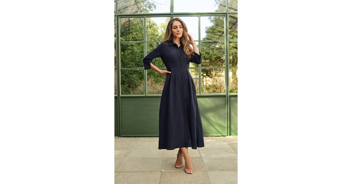 Karen Millen Lydia Premium Tailored Linen Darted Waist Midi Dress in Green | Lyst UK Karen Millen Lydia Premium Tailored Linen Darted Waist Midi Dress in Green | Lyst UK