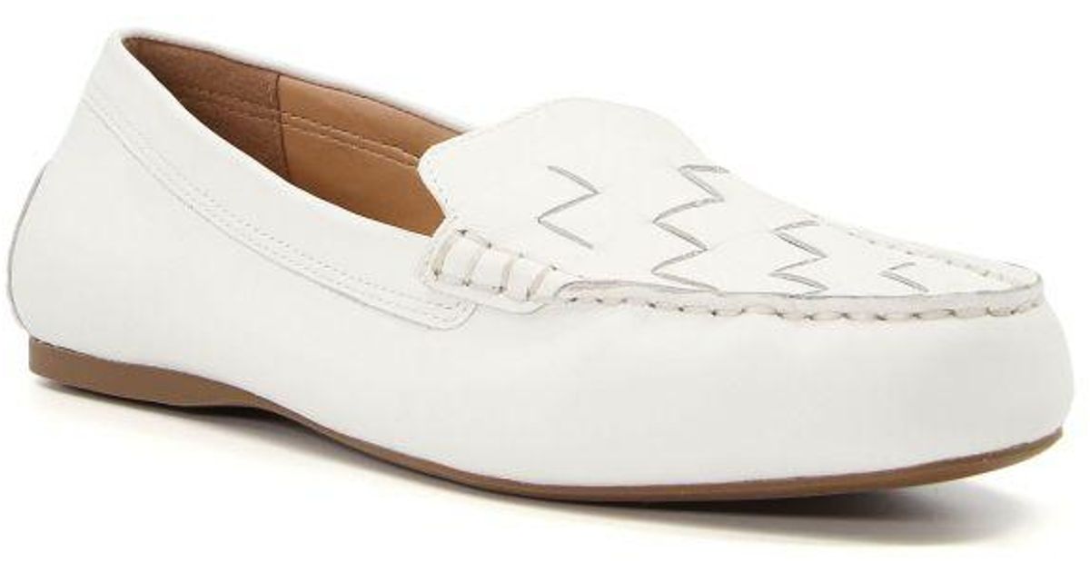 Dune Ladies Wf Greene Wide Fit Woven Leather Loafers in White Lyst UK