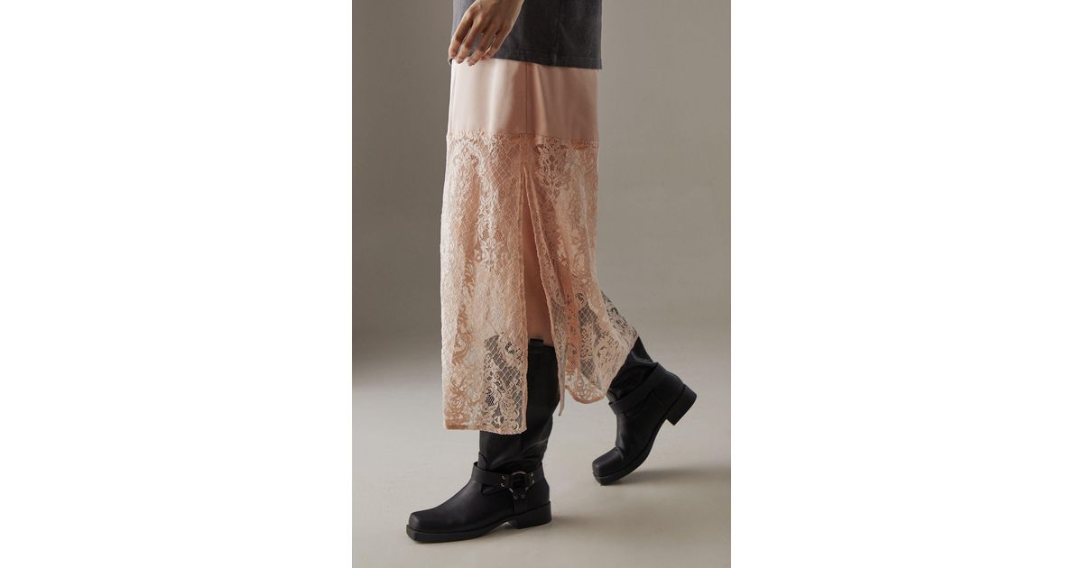 Satin & Lace Maxi Skirt
