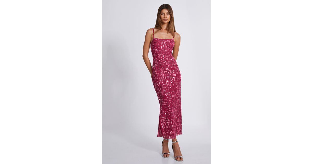 quiz pink embellished maxi dress Red Quiz Burgundy Embellished Maxi Dress