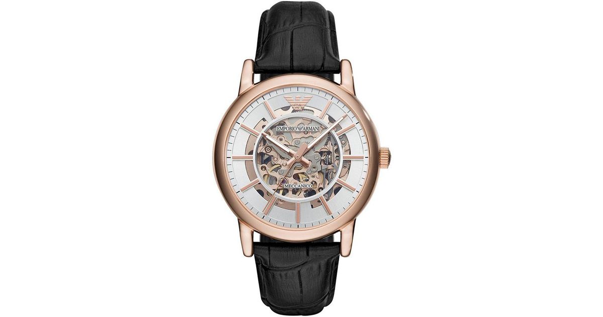 Emporio Armani Luigi Black Watch Ar60007 Leather in Grey for Men