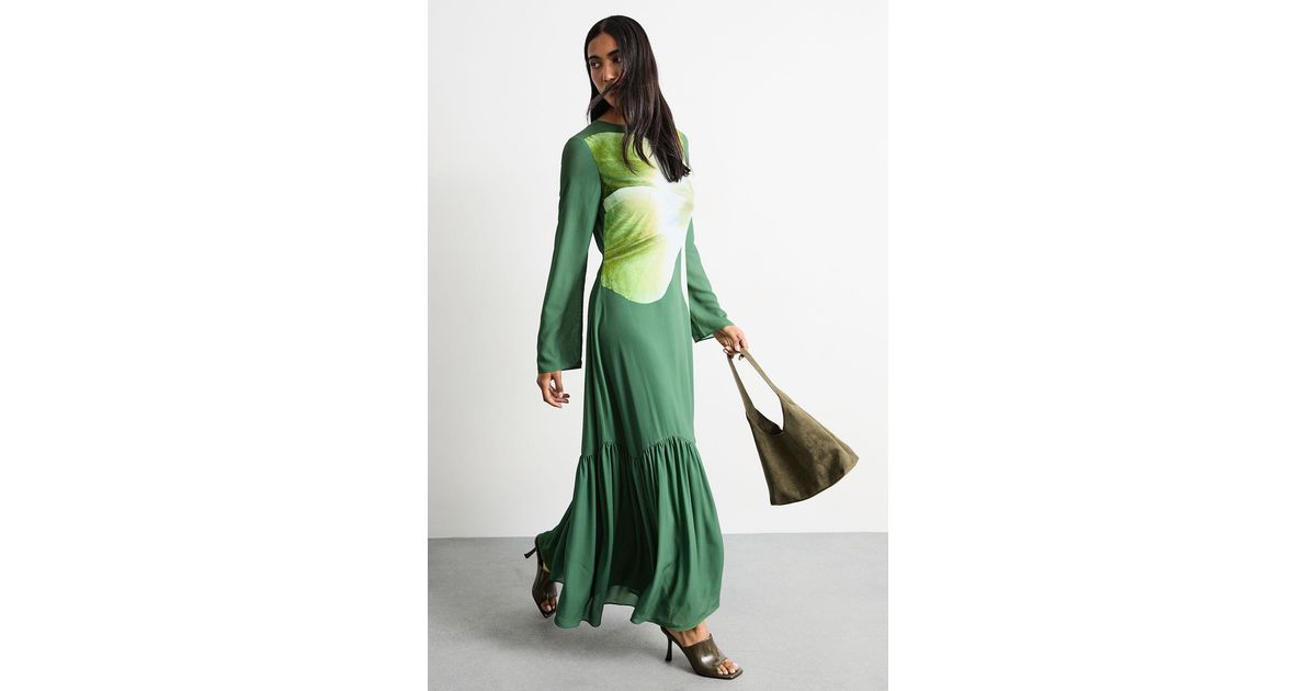 green emerald velvet dress Blythe Cotton Handkerchief Hem Midaxi Dress