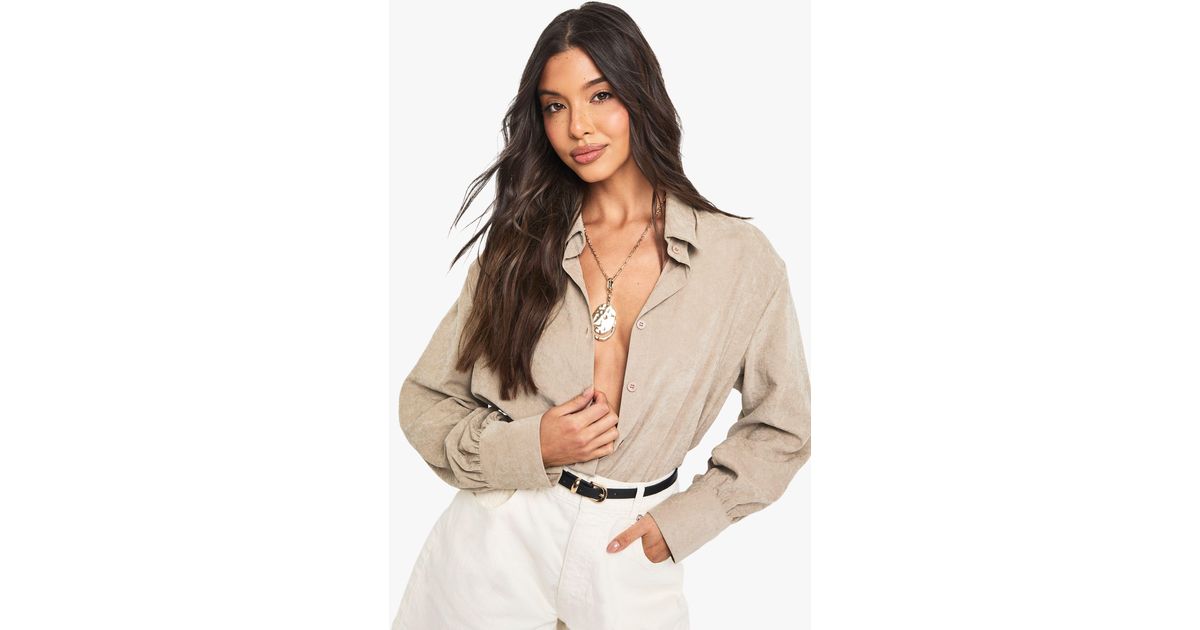 boohoo shoulder pad shirt womens
