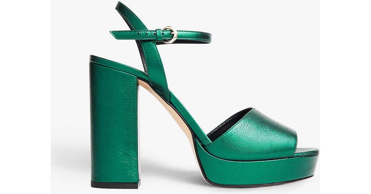 LK Bennett Solange Platform-heel Open-toe Leather Sandals in Green ...