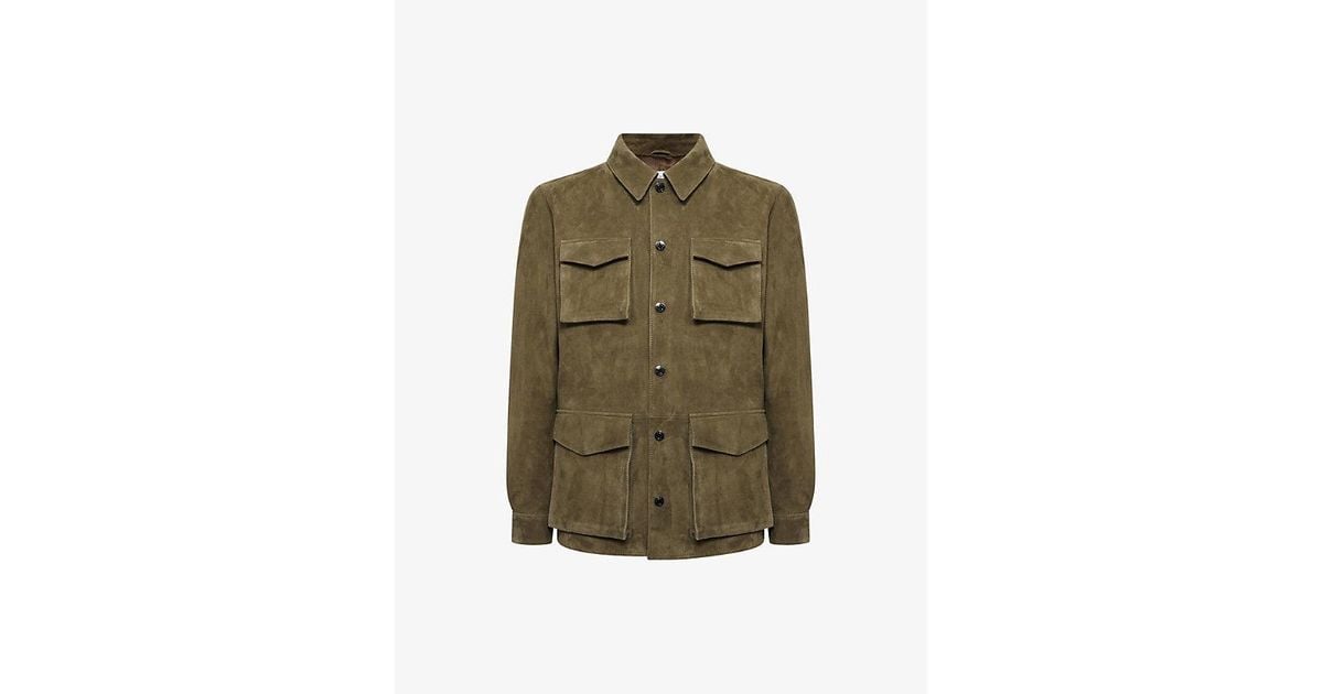 Reiss Mays Four-pocket Suede Jacket in Green for Men | Lyst