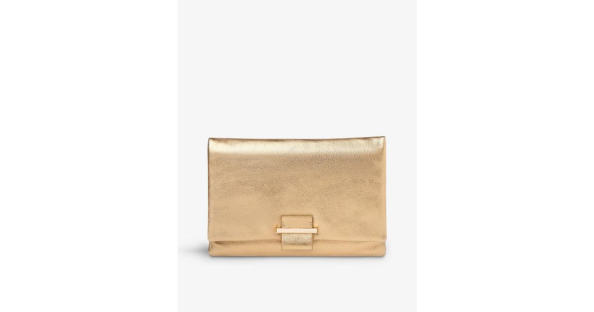 Whistles Alicia Metallic Leather Clutch in Natural Lyst