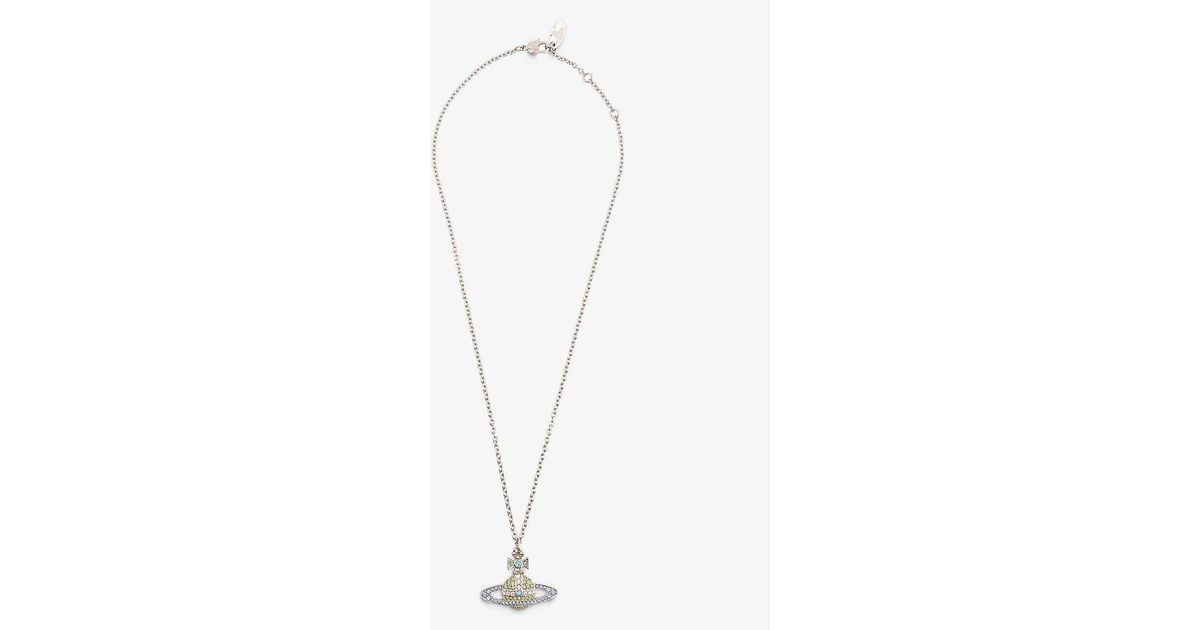 Vivienne Westwood Kika Silvertoned Brass And Crystal Pendant Necklace