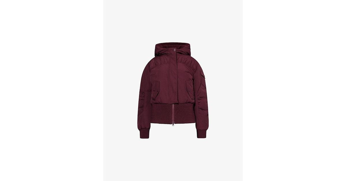 Peachy Den Sandy Hooded Woven Bomber Jacket in Red | Lyst