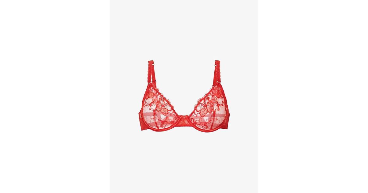 Lounge Underwear Danielle Lace Plunge Bra in Red Lyst