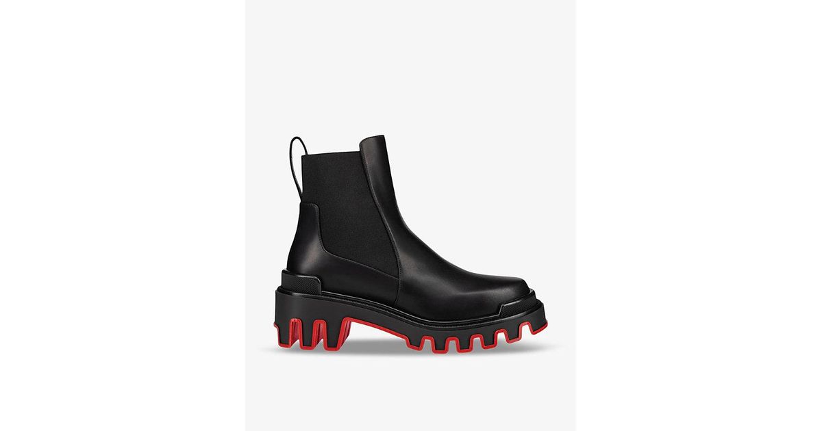 Christian Louboutin Marchacroche Dune Leather Ankle Boots in Black