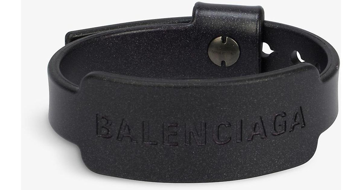 Balenciaga Festival Fauxleather Branded Bracelet in Metallic Black (Black) for Men Lyst