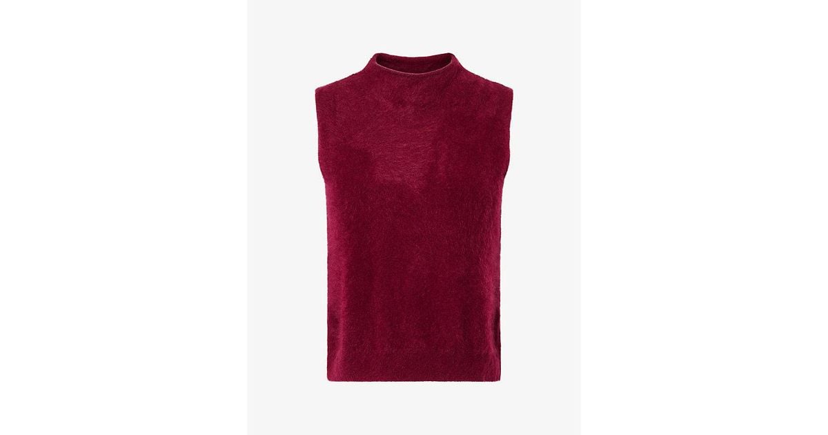 ME+EM Mock-Neck Brushed Cashmere Vest in Red | Lyst