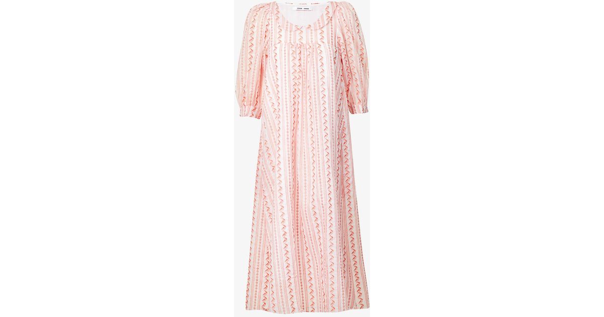 Samsøe & Samsøe Cotton Adalee Floral-embroidered Woven Midi Dress in ...