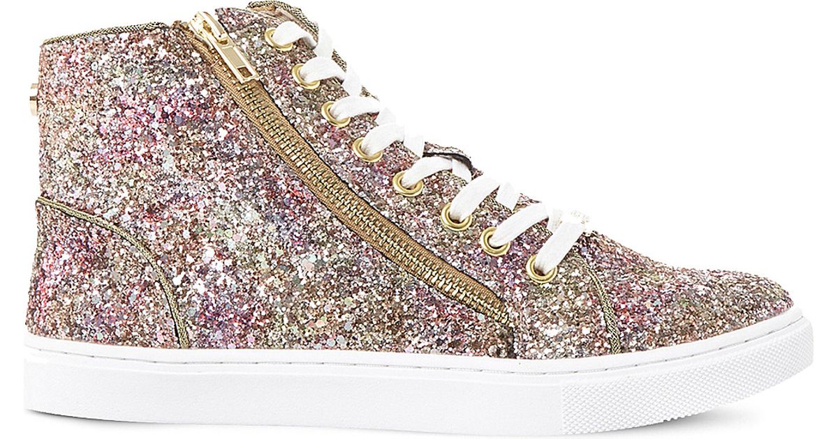 Steve Madden Leather Earnst Glitter High-top Trainers | Lyst