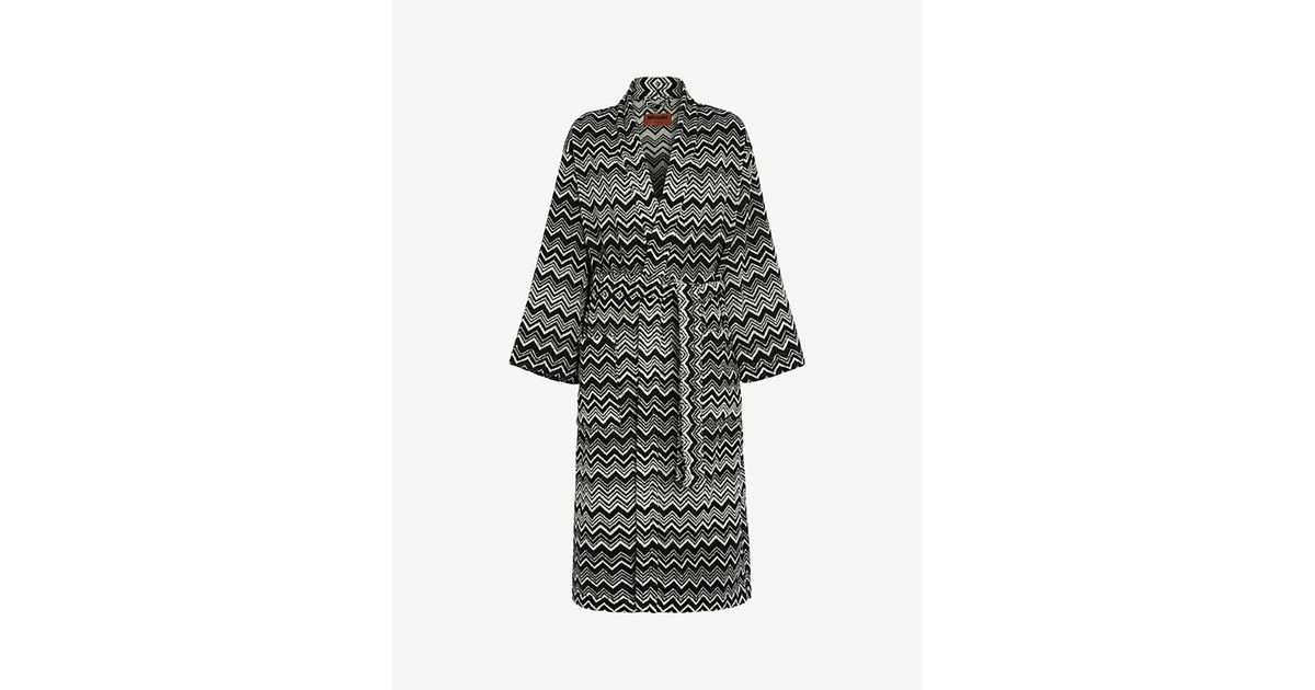 Missoni Keith Zigzag Cotton Kimono Dressing Gown in White Lyst