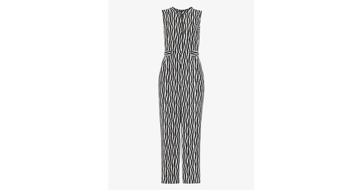 Whistles Josie Optical Ropepattern Woven Jumpsuit in Black Lyst