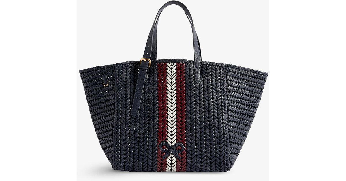 Anya Hindmarch Neeson Square Woven Leather Tote Bag in Blue Lyst UK