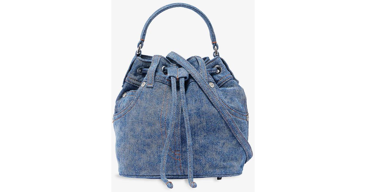 Moschino Brand-patch Denim Bucket Bag in Blue