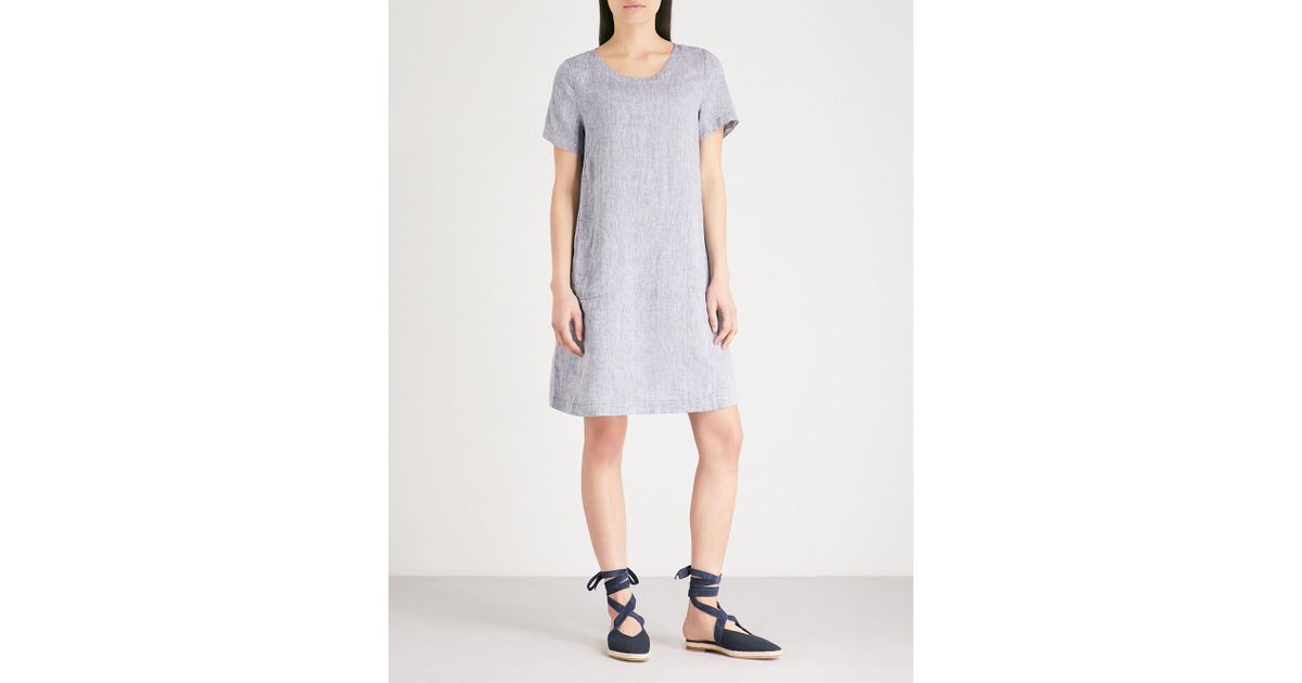 white linen swing dress