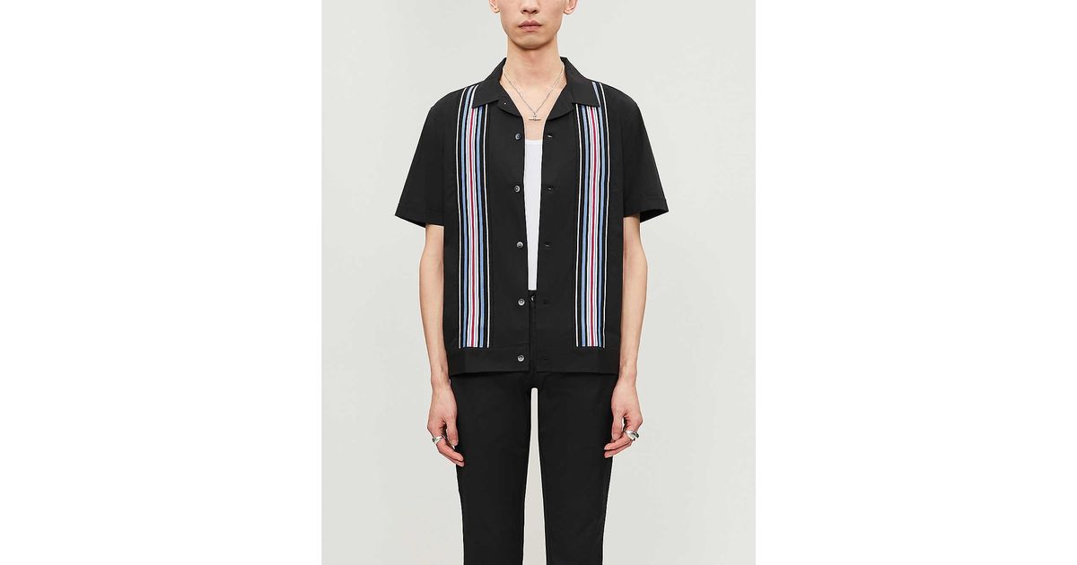Stussy Striped Knit Panel Shirt Black for Men | Lyst