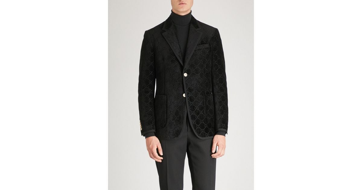 Gucci Palma GG Regular-fit Velvet Jacket in Black for Men | Lyst