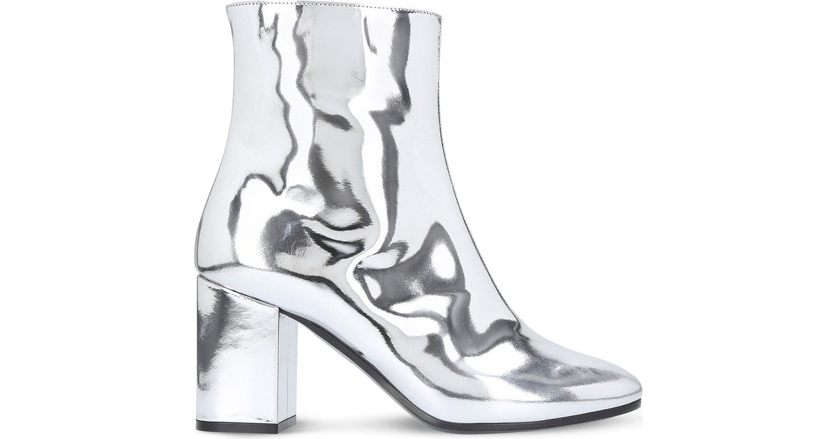 silver patent leather boots