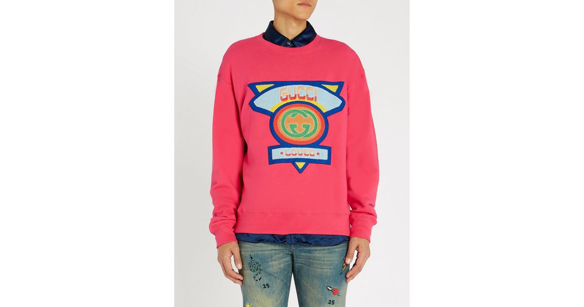 Gucci Loved Patch Cotton-jersey Sweatshirt in Pink for Men | Lyst Canada