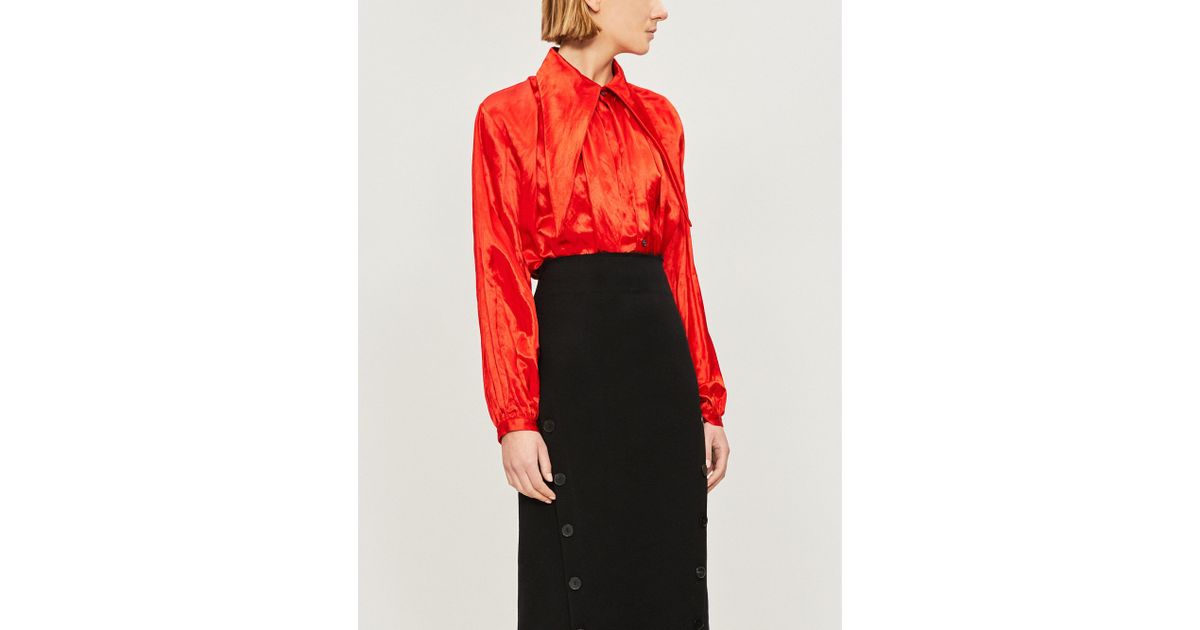 Vivienne Westwood Hals Swallow-tailed Collar Satin Shirt in Red | Lyst