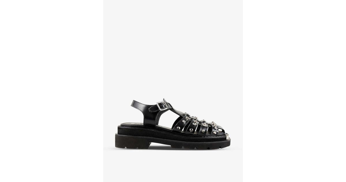 Sandro Olys Studded Leather Sandals in Black | Lyst UK