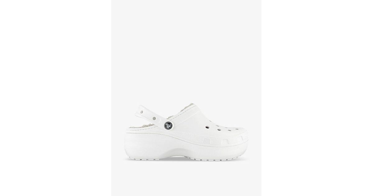 Crocs™ Classic Platform Faux Furlined Rubber Clogs in White Lyst