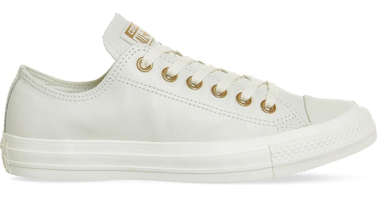 white rose gold leather converse