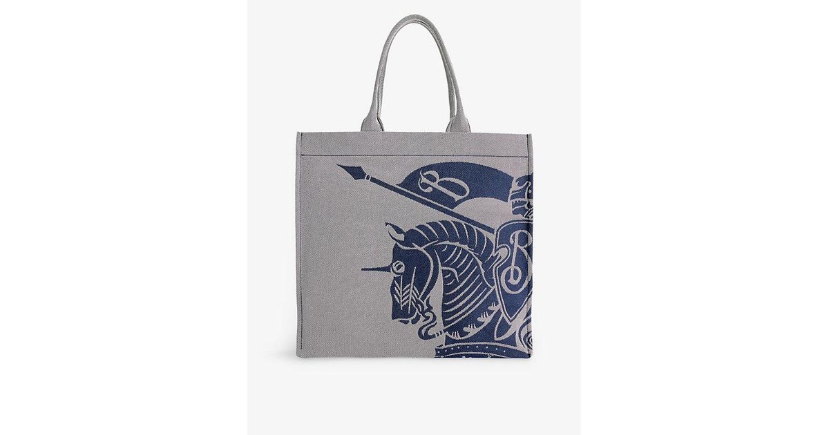 Burberry logo detail cotton blend tote deals