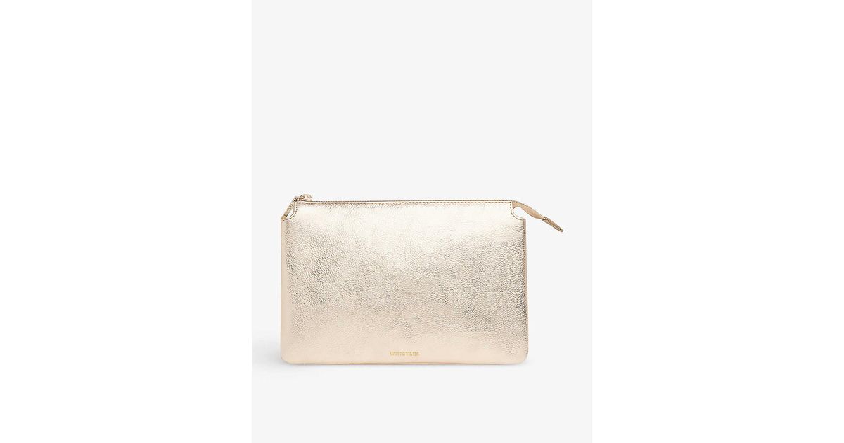 Whistles Elita Leather Clutch Bag in Natural Lyst