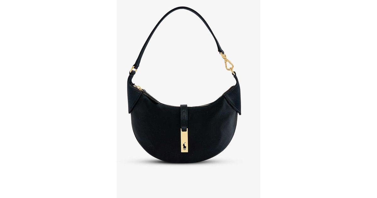Polo Ralph Lauren Id Logo-embossed Satin Shoulder Bag in Black | Lyst