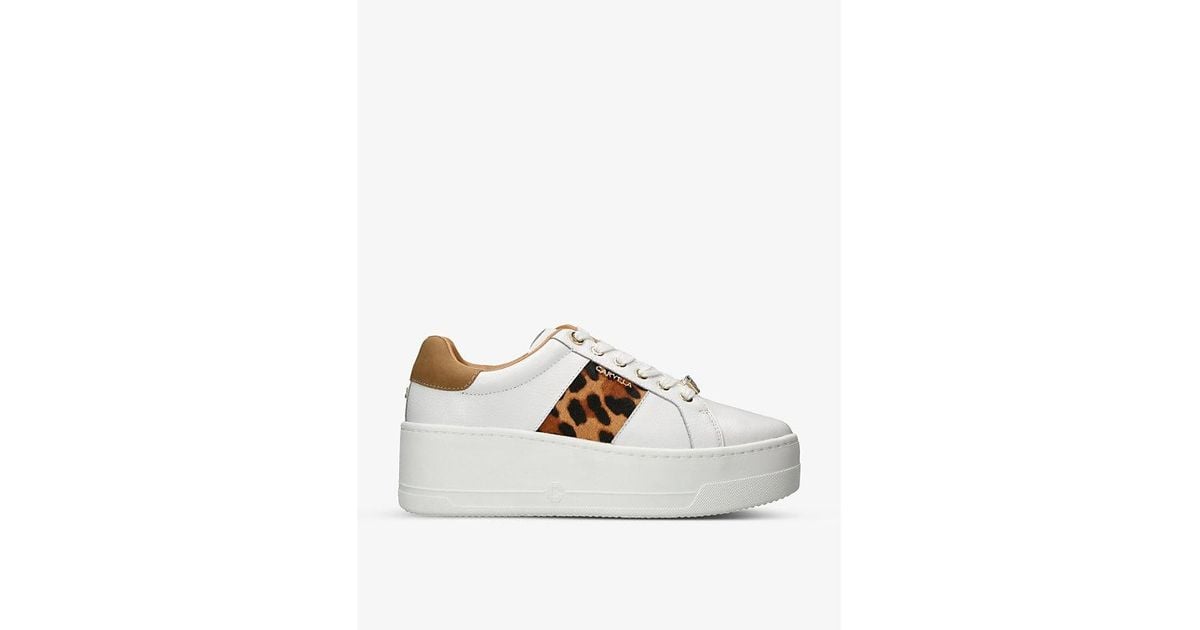 Carvela Kurt Geiger Connected Leather Flatform Trainers in White | Lyst