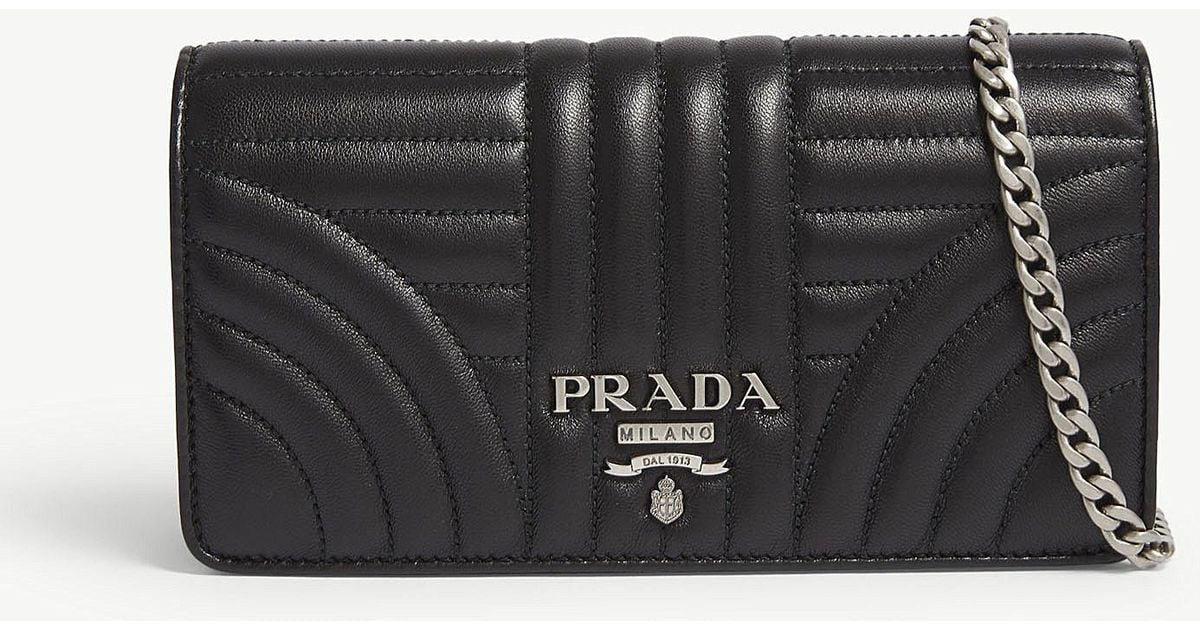 Prada Black Quilted Logo Leather Wallet 